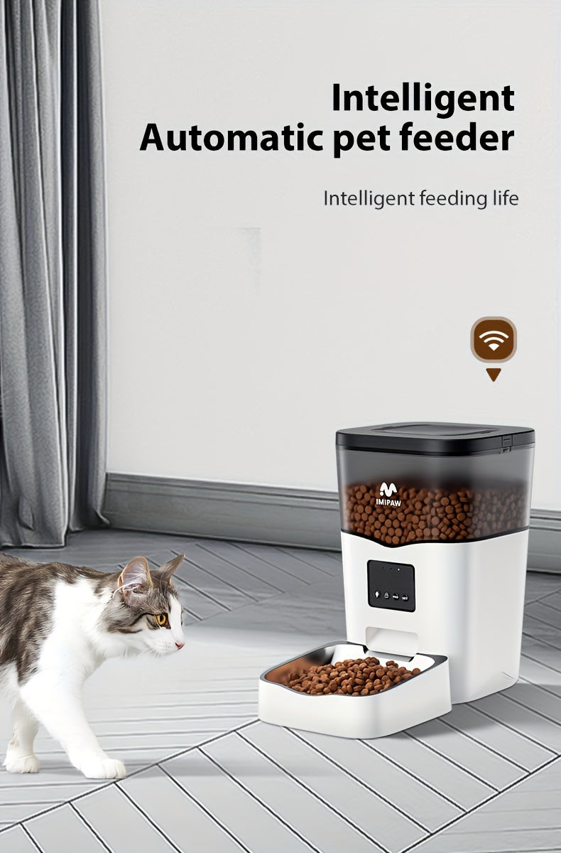 Distributeur Automatique de Nourriture pour Animaux avec Caméra – 3L – Connecté Wi-Fi avec Contrôle à Distance – Enregistreur Vocal 10s – Gamelle Inox – Pour Chats et Chiens d’Intérieur