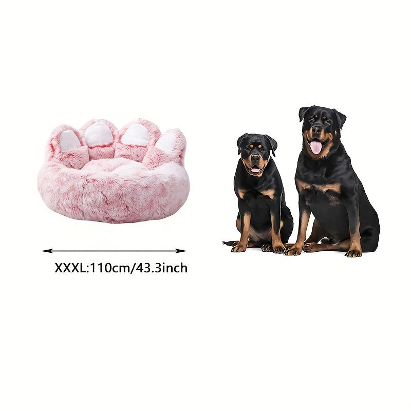 Lit pour Chien en Forme de Patte d’Ours – Nid Douillet en Peluche Longue, Coussin Ultra Moelleux pour le Sommeil et la Sieste des Chiens et Chats