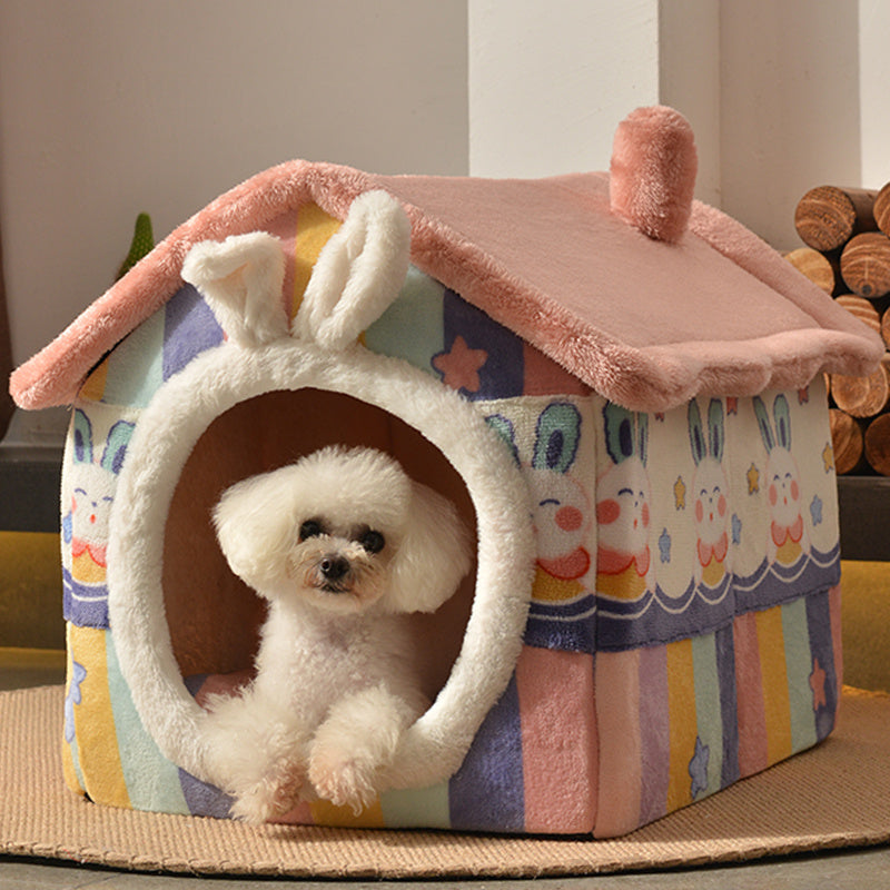 Niche Douillette 4 Saisons pour Chien – Lavable, Détachable et Ultra-Confortable avec Coussin Intégré