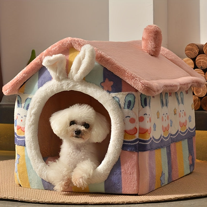 Niche Douillette 4 Saisons pour Chien – Lavable, Détachable et Ultra-Confortable avec Coussin Intégré