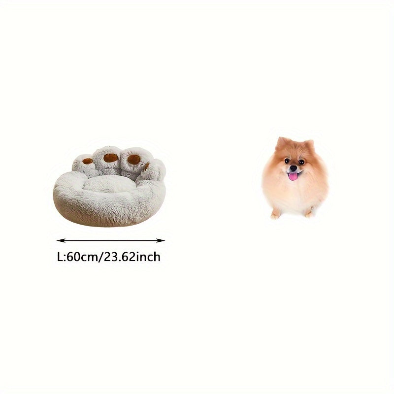 Lit pour Chien en Forme de Patte d’Ours – Nid Douillet en Peluche Longue, Coussin Ultra Moelleux pour le Sommeil et la Sieste des Chiens et Chats
