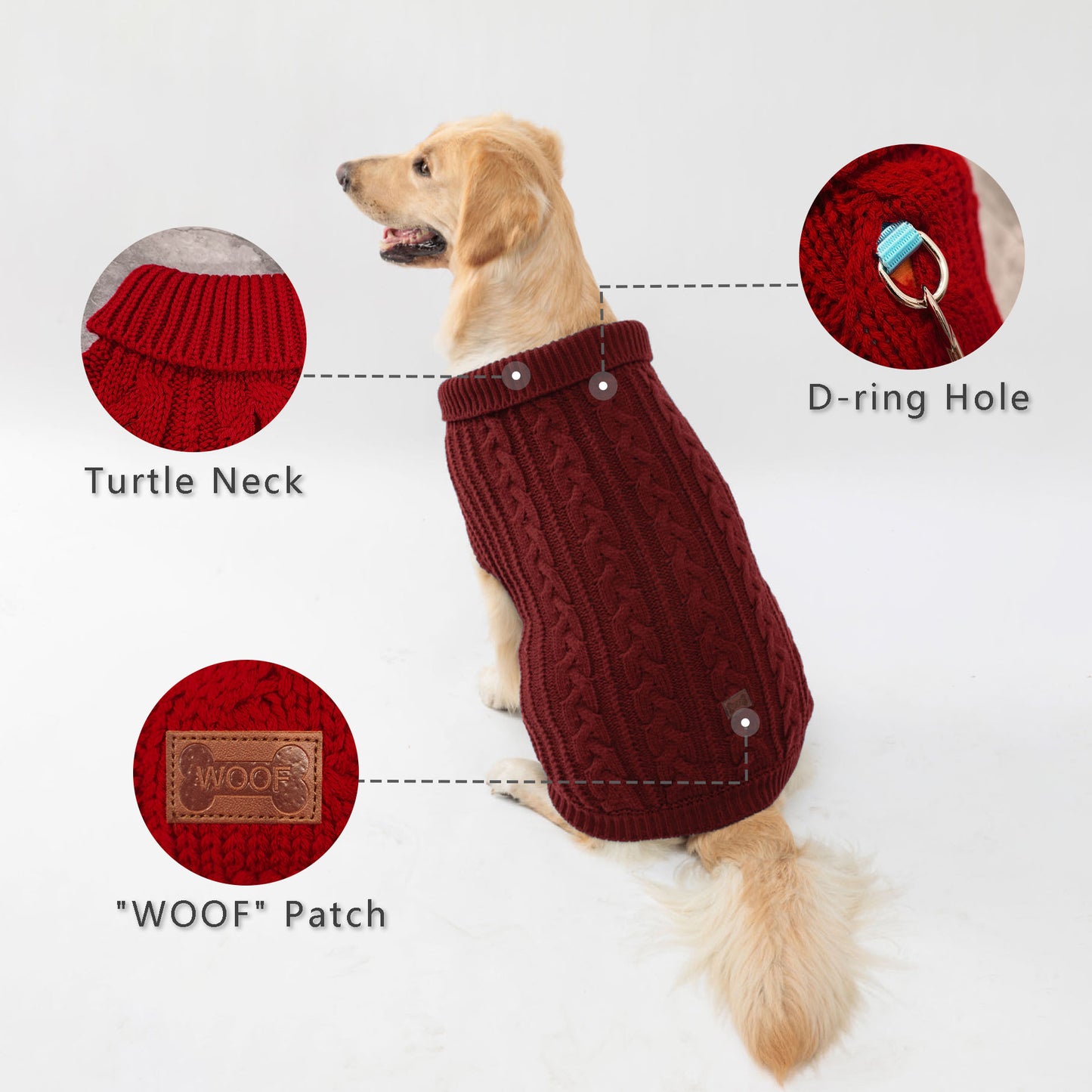 Pull Tricoté Uni pour Chien – Vêtement Chaud pour l’Automne et l’Hiver – 1 Pièce – Chandail Douillet pour Animaux
