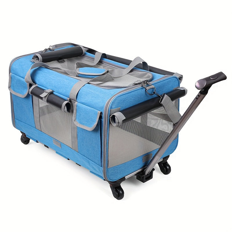 Chariot de Transport pour Animaux – Très Grand Format – Sac de Voyage Pliable pour Chien et Chat – Structure Amovible avec Roues – Cage Trolley Portable