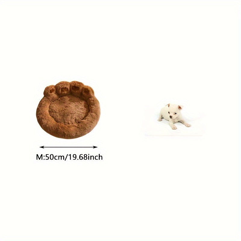 Lit pour Chien en Forme de Patte d’Ours – Nid Douillet en Peluche Longue, Coussin Ultra Moelleux pour le Sommeil et la Sieste des Chiens et Chats