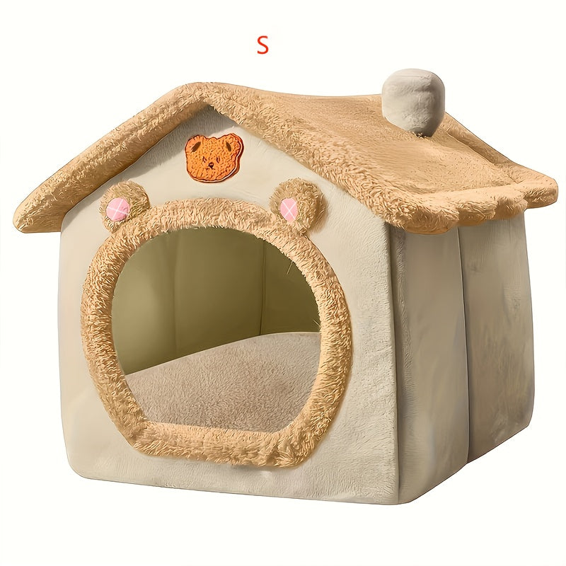 Maison Douillette en Forme de Cabane pour Chien et Chat – Lit pour Animaux Lavable, Chaud & Confortable Toutes Saisons