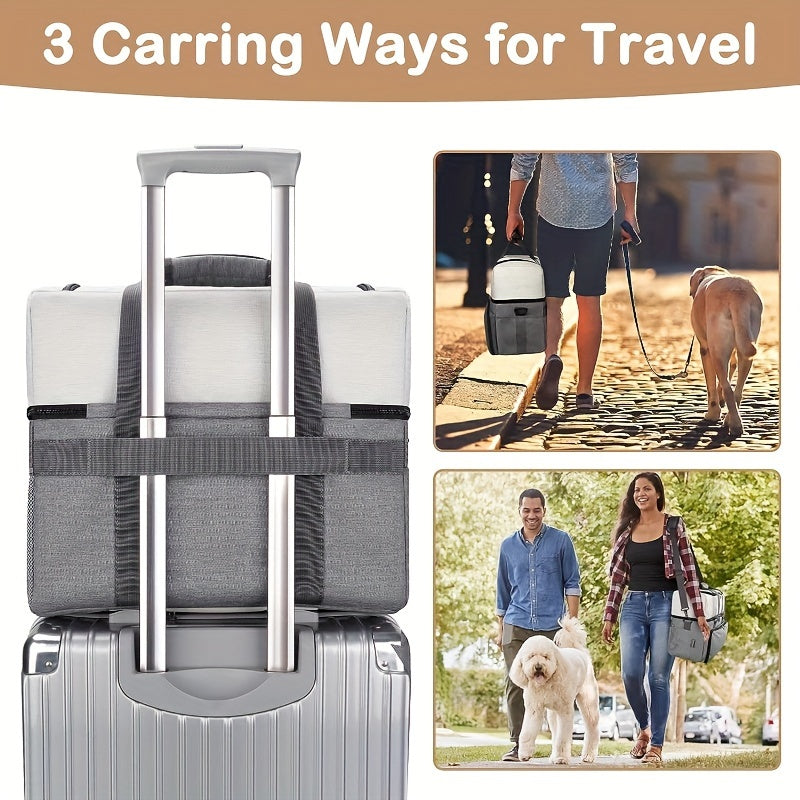 Sac de Voyage à Double Compartiment pour Chien – Avec 2 Contenants de Nourriture XL, 2 Gamelles Pliables, Sac Organisateur Multifonction pour Accessoires Canins – Idéal pour les Week-ends, Road Trips et Camping