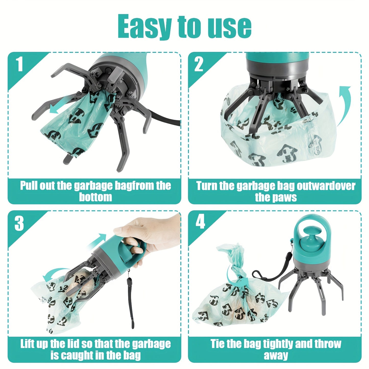 Ramasse-Crottes pour Animaux – Pelle Portable pour Déjections Canines – Distributeur Intégré – Accessoire d’Extérieur Pratique pour Chiens