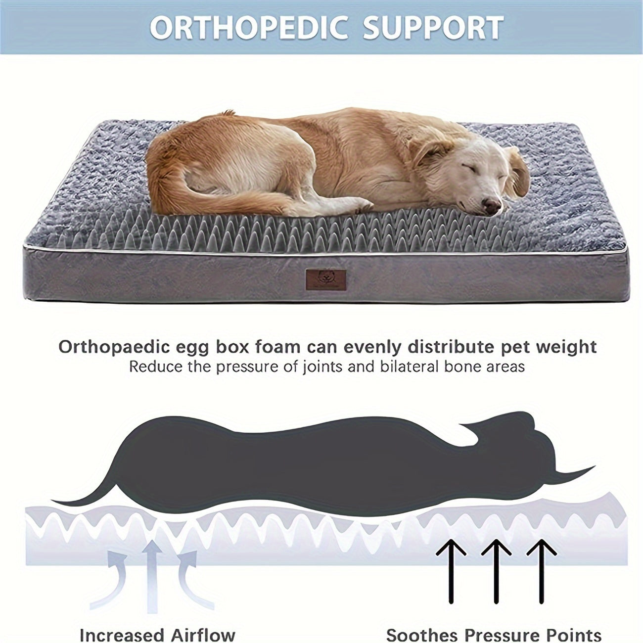 Lit Orthopédique Gris pour Chien – Canapé Matelassé à Mémoire de Forme avec Housse Imperméable Amovible