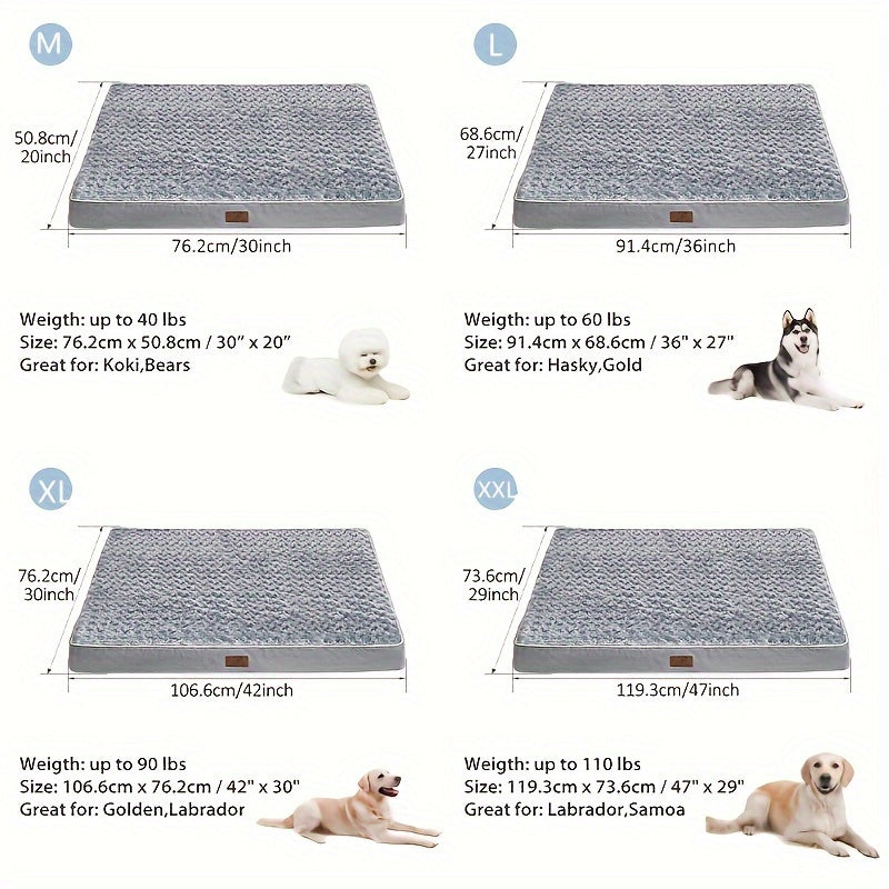 Lit Orthopédique Gris pour Chien – Canapé Matelassé à Mémoire de Forme avec Housse Imperméable Amovible