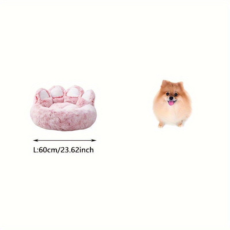 Lit pour Chien en Forme de Patte d’Ours – Nid Douillet en Peluche Longue, Coussin Ultra Moelleux pour le Sommeil et la Sieste des Chiens et Chats