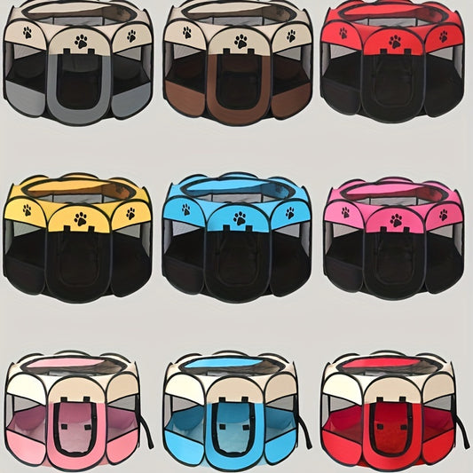 Parc pour Animaux Pliable et Portable – Tente pour Chiots avec Sac de Transport, Gamelle de Voyage Pliable, Toit Amovible Imperméable – Utilisation Intérieure et Extérieure