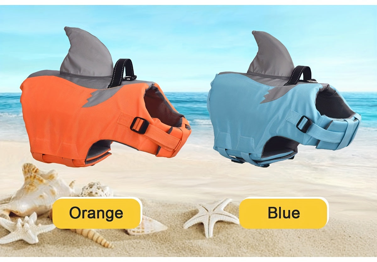 Gilet de Sauvetage Requin Réfléchissant pour Chien – Harnais de Flottaison Sécurisé avec Poignée & Sangles Réglables
