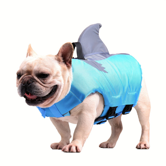 Gilet de Sauvetage Requin Réfléchissant pour Chien – Harnais de Flottaison Sécurisé avec Poignée & Sangles Réglables