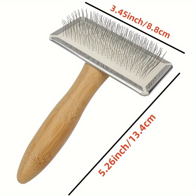 Kit de Brosses de Toilettage pour Chien & Chat – Manche en Bois Massif, Peigne Démêlant Inox & Brosse de Massage