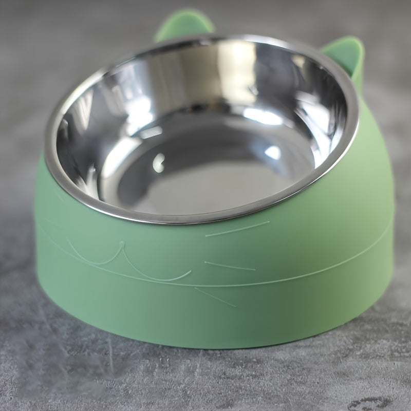 Set de Gamelles pour Chien et Chat – Bol en Acier Inoxydable et Support en Plastique – Design Cartoon Ludique – Sans Pile