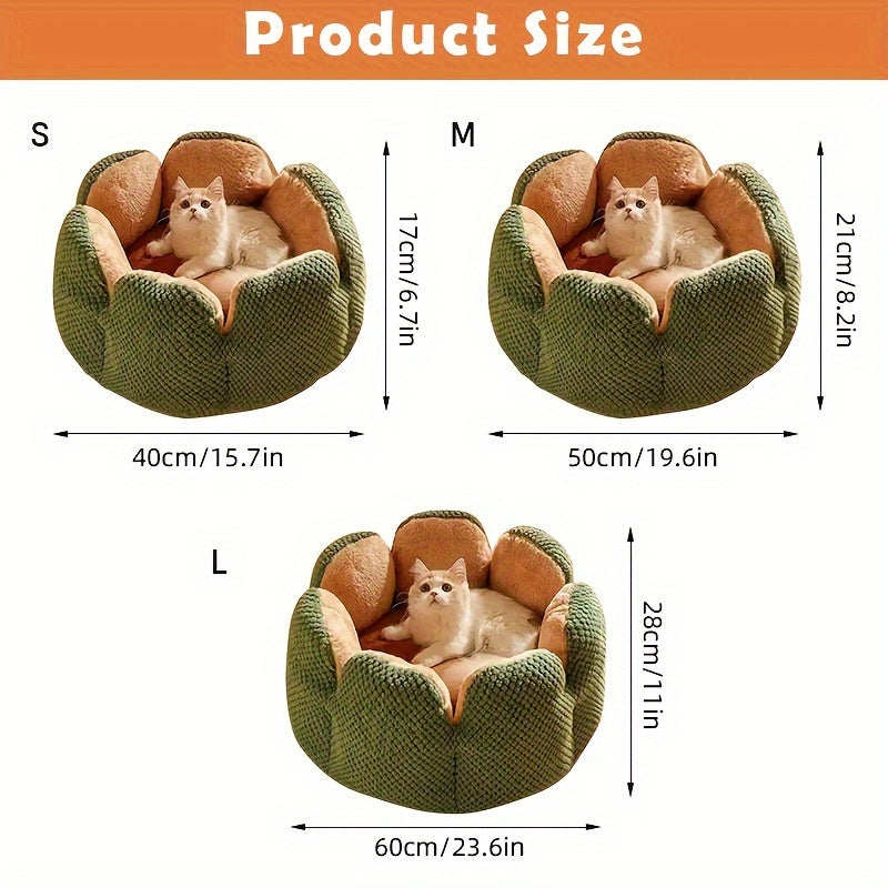 Coussin Douillet en Forme de Fleur pour Chat ou Chiot – Panier Rond en Peluche, Moelleux et Chaleureux pour l’Hiver